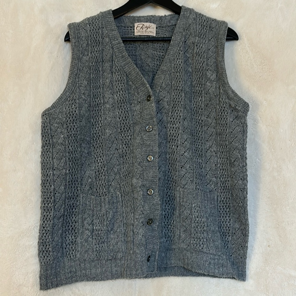 Raje Ltd Gray 100% Wool Button Down Vest